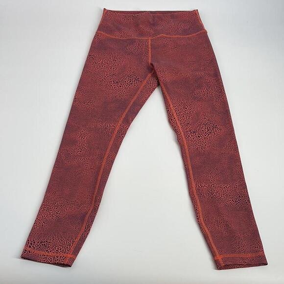 Lululemon High-Rise Leggings - Size 8 - Coral Print - Picture 1 of 5